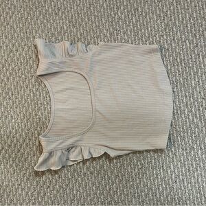 Ruffled Beige Sleeveless Top